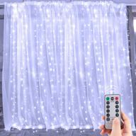 🌟 brightown hanging window curtain lights - 9.8ft dimmable, connectable with 300 leds, remote control, 8 lighting modes, timer - perfect for bedroom, wall, party - indoor/outdoor decor - pure white (curtain not included) логотип