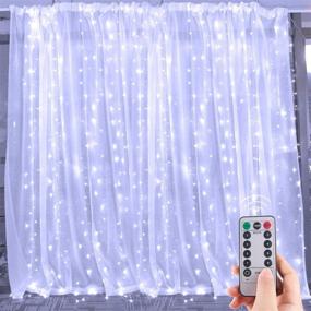 img 4 attached to 🌟 Brightown Hanging Window Curtain Lights - 9.8ft Dimmable, Connectable with 300 LEDs, Remote Control, 8 Lighting Modes, Timer - Perfect for Bedroom, Wall, Party - Indoor/Outdoor Decor - Pure White (Curtain Not Included)