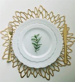 img 1 attached to 🍽️ 10-Pack Round Gold Leaf Pressed Vinyl Metallic Placemats/Wedding Accent Centerpiece Placemat - Ideal for Various Occasions