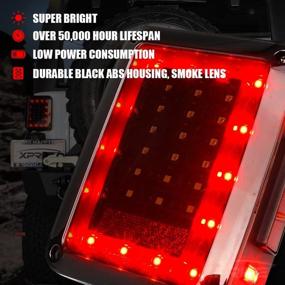 img 3 attached to 🚦 Красные LED хвостовые фонари Xprite с куреным объективом, поворотником, задним ходом и сборкой дымчатого 3-го LED стоп-сигнала - совместимы с Jeep Wrangler JK JKU 2007-2018
