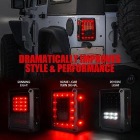 img 2 attached to 🚦 Красные LED хвостовые фонари Xprite с куреным объективом, поворотником, задним ходом и сборкой дымчатого 3-го LED стоп-сигнала - совместимы с Jeep Wrangler JK JKU 2007-2018