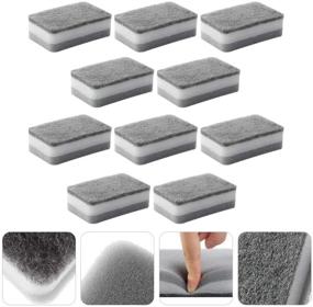 img 3 attached to 🧽 Hemoton 10pcs Grey Kitchen Sponges: Dual-Sided Dish Scrubbers for Effective Dishwashing