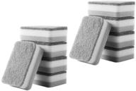 🧽 hemoton 10pcs grey kitchen sponges: dual-sided dish scrubbers for effective dishwashing logo