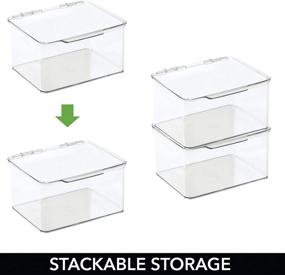 img 1 attached to 📦 mDesign Stackable Plastic Craft, Sewing, Crochet Storage Container Box with Lid for Ultimate Organization - Ideal for Thread, Beads, Ribbons, Glitter, Clay - 32 Labels Included