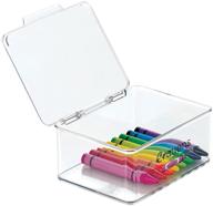 📦 mdesign stackable plastic craft, sewing, crochet storage container box with lid for ultimate organization - ideal for thread, beads, ribbons, glitter, clay - 32 labels included logo