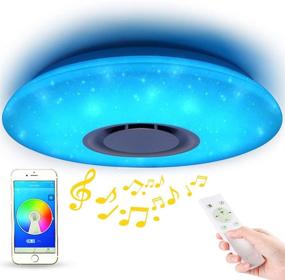 img 4 attached to 🎵 MUMENG LED Музыкальный потолочный светильник со звездным светом: Bluetooth-динамик, регулировка яркости и изменение цветов с помощью пульта дистанционного управления - идеально подходит для гостиной и спальни.