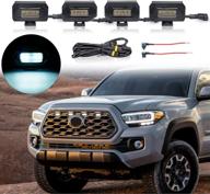 🚗 enhance your tacoma grill with smoked white raptor grille lights – perfect fit for toyota tacoma 2020 2021 oem grille trd off road & sport, includes fuse logo