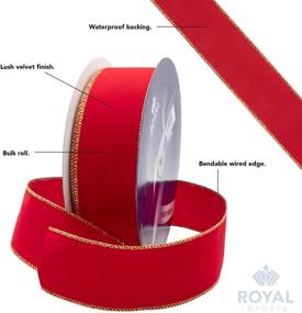 img 1 attached to 🎀 Wired Traditional Red Velvet Christmas Ribbon with Waterproof Red Edge - 2.5 Inches (40) Roll, 50-Yards - Ideal for Floral and Craft Decorations