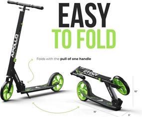 img 2 attached to 🛴 APOLLO Foldable Kick Scooter for Adults, Teens & Kids - XXL Wheels, LED Light Up Wheel Options - Scooter for Adults up to 220 lbs, Suitable for Ages 6+ Years