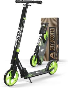 img 4 attached to 🛴 APOLLO Foldable Kick Scooter for Adults, Teens & Kids - XXL Wheels, LED Light Up Wheel Options - Scooter for Adults up to 220 lbs, Suitable for Ages 6+ Years