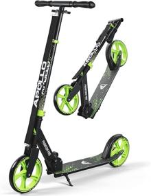 img 3 attached to 🛴 APOLLO Foldable Kick Scooter for Adults, Teens & Kids - XXL Wheels, LED Light Up Wheel Options - Scooter for Adults up to 220 lbs, Suitable for Ages 6+ Years