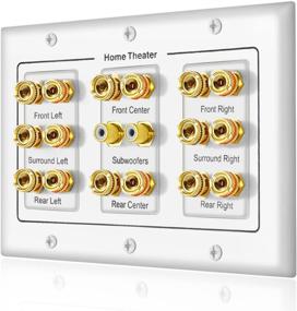 img 4 attached to Versatile Home Theater Audio Wall Plate for Multiple Subwoofers & Speakers 🔌 - 5, 6, 7.1/7.2 or 8.1/8.2 Compatible, 16 Banana Post & 2 RCA Inputs