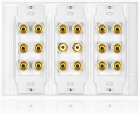 img 2 attached to Versatile Home Theater Audio Wall Plate for Multiple Subwoofers & Speakers 🔌 - 5, 6, 7.1/7.2 or 8.1/8.2 Compatible, 16 Banana Post & 2 RCA Inputs