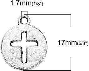 img 1 attached to 🏵️ JGFinds Bulk Round Charm Pendants - 150 Pack (50 Heart, 50 Dove, 50 Cross) in Silver Tone, 5/8 inch, Ideal for DIY Jewelry Making Crafts