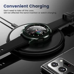 img 2 attached to Goton 3 в 1 Аксессуары для Samsung Galaxy Watch 4 Classic 42 мм - Прочный бампер-чехол из TPU Armor, 2 защитных стеклянных пленки для экрана и 1 зеленое кольцо обода.