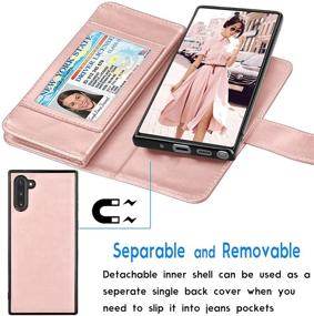 img 1 attached to 🌹 SEO-Optimized Rose Gold Galaxy Note 10 Wallet Case w/ Credit Card Slots, Luxury PU Leather Cover, Detachable Magnetic Hard Case, Kickstand - For Samsung Note10