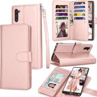 🌹 seo-optimized rose gold galaxy note 10 wallet case w/ credit card slots, luxury pu leather cover, detachable magnetic hard case, kickstand - for samsung note10 logo