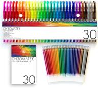 ✨ chromatek glitter pens 60 set: best colors, 200% ink, 30 gel pens & refills. super glittery ultra vivid colors. no repeats. professional art pens. perfect gift! logo