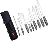 efficiently slice and dice with the ross henery professional 9 piece chef knife set: japanese style kitchen knives with sharpening steel in handy canvas carry case logo