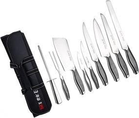 img 4 attached to Efficiently Slice and Dice with the Ross Henery Professional 9 Piece Chef Knife Set: Japanese Style Kitchen Knives with Sharpening Steel in Handy Canvas Carry Case