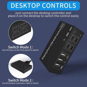 img 1 attached to 🖥️ 4 Port 4K 60Hz DisplayPort KVM Switch with USB and DP - Share Keyboard, Mouse, Printer, Monitor for Laptop, PC, Xbox HDTV - Includes 4X USB Cable, 1X Switch Button Cable, 1X Power Cable