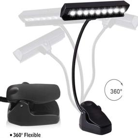 img 3 attached to 📚 HONGYU Clip On Reading Book Lights, 9 LED USB/Battery Music Stand Lamp with Adjustable Neck for Desk, Table, Computer, Bedroom, Bed Headboard - 2 Brightness Levels for Optimal Lighting