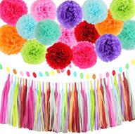 lybutty colorful party decorations: 16 tissue pom poms, 40 sheet tissue 🎉 tassels, & 1 polka dot paper garland - shop now for exciting party supplies! logo