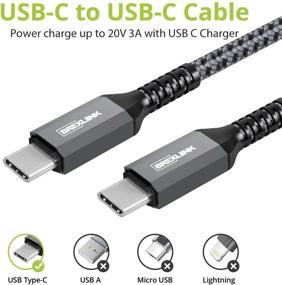 img 3 attached to 2-пак кабелей USB C к USB C, 6.6 футовый быстро заряжающийся плетеный кабель типа C-совместимый с Samsung Galaxy S20 Ultra S20+ Note 10 Plus, MacBook, iPad Pro 2018, Google Pixel 4 3 2 XL (серый)