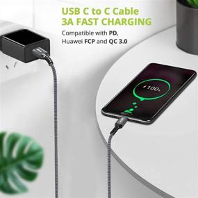 img 2 attached to 2-пак кабелей USB C к USB C, 6.6 футовый быстро заряжающийся плетеный кабель типа C-совместимый с Samsung Galaxy S20 Ultra S20+ Note 10 Plus, MacBook, iPad Pro 2018, Google Pixel 4 3 2 XL (серый)