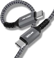 2-пак кабелей usb c к usb c, 6.6 футовый быстро заряжающийся плетеный кабель типа c-совместимый с samsung galaxy s20 ultra s20+ note 10 plus, macbook, ipad pro 2018, google pixel 4 3 2 xl (серый) логотип