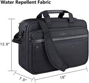 img 2 attached to 🎒 KROSER Laptop Bag Premium Briefcase | 17.3 Inch Expandable Water-Repellent Messenger Bag for Travel/Business/School - Black