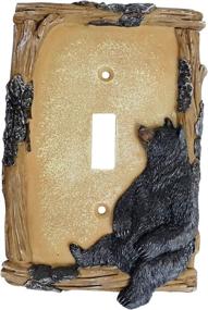 img 1 attached to 🐻 Black Bear on Log Single Switch Cover - BestGiftEver for Cabin Lodge Style Home Décor