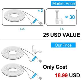 img 3 attached to Long Power Extension Cables for Wyze Cam V3, Wyze Cam Pan V2, Kasa Cam, and More - 2 Pack, 26FT