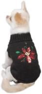 🐶 zack & zoey acrylic poinsettia dog sweater in x-small and black - stylish pet apparel for winter логотип