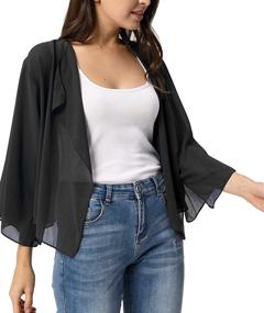 img 4 attached to 👗 Stylish Kate Kasin Women's Chiffon Loose Kimono Cardigans: Perfect Summer Capes and Bolero Shrugs