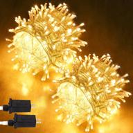 2-pack 66ft 200led christmas string lights - outdoor/indoor, super bright tree lights with 8 modes - waterproof white christmas lights for wedding, bedroom, garden (warm white) logo