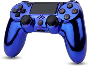 img 4 attached to 🎮 Blue Plated Wireless PS4 Controller with Dual Vibration, Charging Cable - Enhance your Playstation 4 Gaming Experience