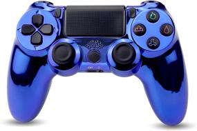 img 3 attached to 🎮 Blue Plated Wireless PS4 Controller with Dual Vibration, Charging Cable - Enhance your Playstation 4 Gaming Experience