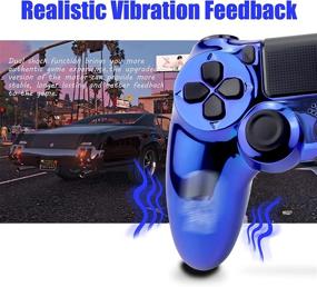 img 1 attached to 🎮 Blue Plated Wireless PS4 Controller with Dual Vibration, Charging Cable - Enhance your Playstation 4 Gaming Experience