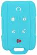 segaden silicone cover protector case holder skin jacket compatible with chevrolet cadillac gmc 6 button remote key fob cv2600 light blue logo
