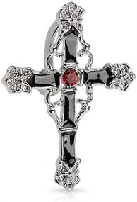 img 1 attached to Dynamique Top Down Belly Button Ring - Rhodium Plated, Black Enamel Cross Design