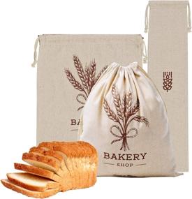 img 4 attached to 🍞 Reusable Linen Bread Bags: Pack of 3 Unbleached Natural Storage Bags for Homemade Bread