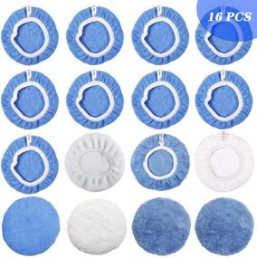 img 4 attached to ICARMAINT Car Polishing Pads Set - 16Pcs Waxers Bonnet Kit, Buffing Pads for 5 to 6 Inches, Soft Polishing Bonnet Polisher Cover with Wax Applicator, Includes 2 Woollen, 1 Cotton, 10 Microfiber, and 3 Coral Fleece Pads