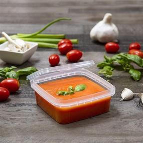 img 3 attached to 📦 20-Pack of BPA-Free 8-Ounce Square Deli Containers with Lids, Stackable and Tamper-Proof for Airtight Kitchen Storage, Meal Prep, and Take Out. Recyclable Space Saver Food Storage Containers.