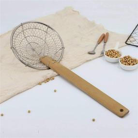 img 3 attached to 🍜 MIYVI 4 Inch, 7 Inch, and 12 Inch Bamboo Strainer Skimmer - Stainless Steel Spider Strainer with Natural Bamboo Handle Ideal for Cooking Pasta and Frying Spider Spoon in the Kitchen