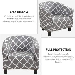 img 2 attached to Stretch Spandex Barrel Chair Slipcover - SearchI Removable Tub Chair Slipcovers - Armchair Sofa Cover - Couch Furniture Protector - Geometric Pattern Arm Chair Cover for Living Room