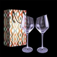 🍷 set of 2 slanted wine glasses, 500 ml/ 17 oz crystal red & white wine glasses, 26cm/10.2 inch height, slant wine glass with bevel big mouth, perfect gift in portable gift box (with 2 hand ropes) logo