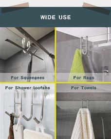 img 2 attached to 🚪 NACETURE Shower Door Hooks Towel Rack with Glass Door Mount - Coat Rack, Hat Rack, Bathroom Organizer, Bathrobe, Loofah, Shaver, and Sponge Hanging Hooks (4 Pack)