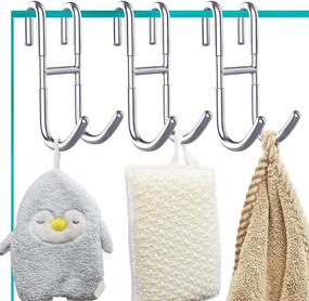 img 4 attached to 🚪 NACETURE Shower Door Hooks Towel Rack with Glass Door Mount - Coat Rack, Hat Rack, Bathroom Organizer, Bathrobe, Loofah, Shaver, and Sponge Hanging Hooks (4 Pack)