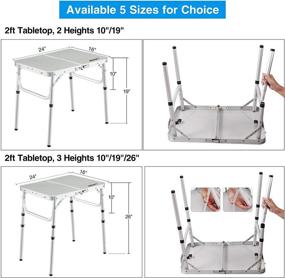 img 2 attached to 🏕️ Portable Adjustable Height Folding Camping Table by REDCAMP: Lightweight Aluminum Table for Outdoor Picnic Cooking - White 2/3/4 Foot